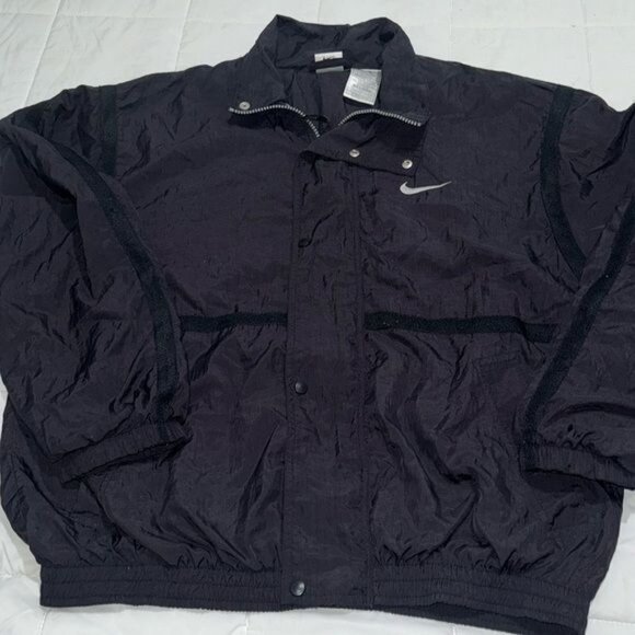 Vintage 90,Nike Windbreaker Jacket Large Black Nylon Polyester - Picture 2 of 10